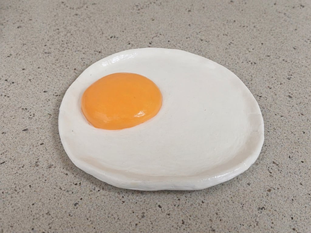 Novelty Fake Sunny Side Up Fried Egg Ring Trinket Holder Spoon Rest 