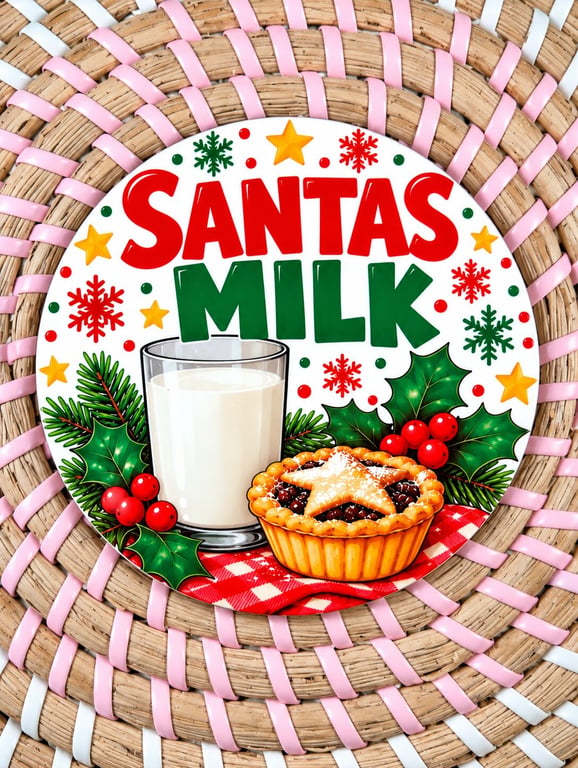 Santa's Milk Christmas Coaster – Festive Christmas Coaster – Handmade