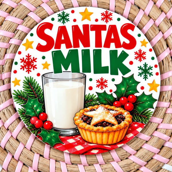 Santa's Milk Christmas Coaster – Festive Christmas Coaster – Handmade