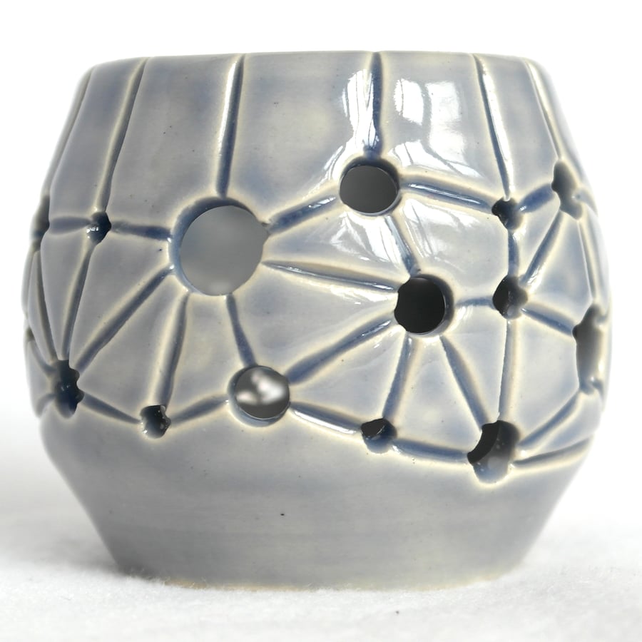 18-418 Hand thrown stoneware pottery tea light holder