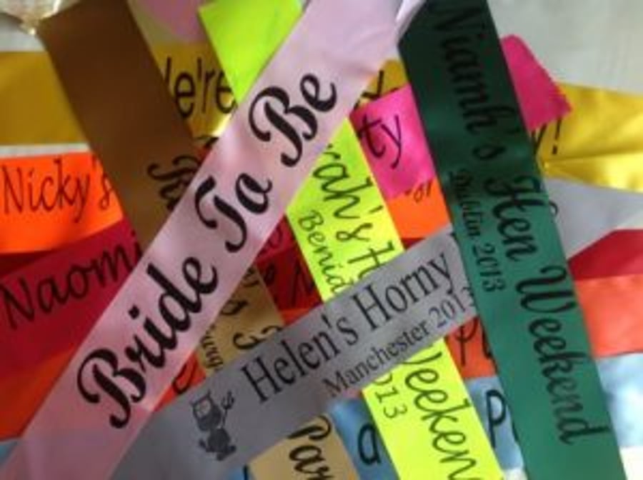 Personalised Sashes for a BIrthday, Hen Party, Competition, Prom Night, Park Run
