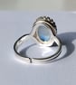 Sterling Silver Blue Flash Moonstone Adjustable Ring Handmade Jewellery Gift - Image 6