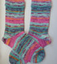 Hand-cranked Knitted Ribbed Wool Socks Size 8 to 9 Turnover Tops - Image 4