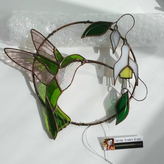 Stained Glass Hummingbird Ring