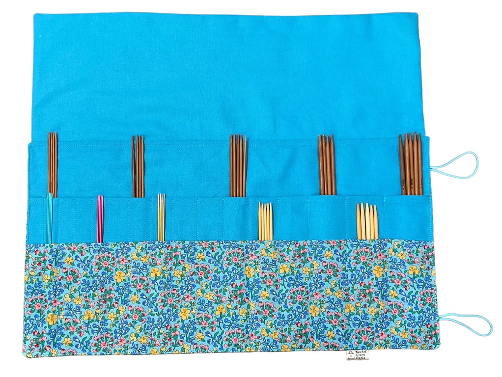 Liberty fabric Floral Double pointed case, DPN knitting needle case, crochet hoo