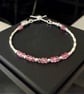 Pink Topaz Heart Charm Bracelet with Adjustable Slider Clasp - Image 7