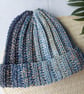 Crochet Hat Beanie Chunky Rainbow Yarn 'Frosty Day'