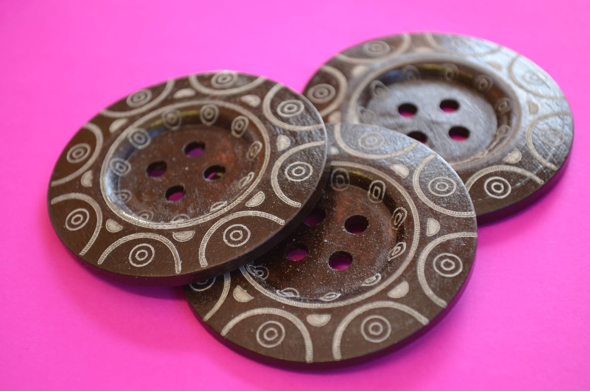 Giant Wooden Buttons 60mm Natural Brown Button Huge Large (G6)