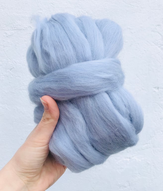 Felting wool grey, bundle of 50g, needle and wet felting wool