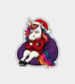Unique Funny Christmas Sticker Xmas Decal - Grumpy Unicorn In Santa Hat - Image 1