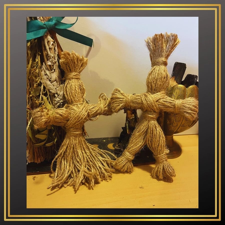 Male & Female Poppet Traditional String Spirit Doll  Wiccan Pagan Altar Decor