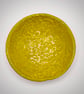 Stoneware yellow trinket dish with embossed botanical design - Image 2