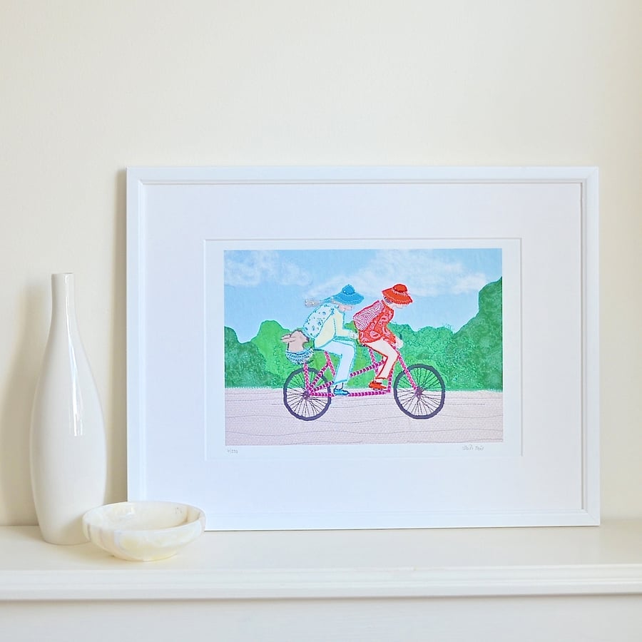 Cycling print -Tandem in the Country by Heidi Meier- bicycle bike cycle picture