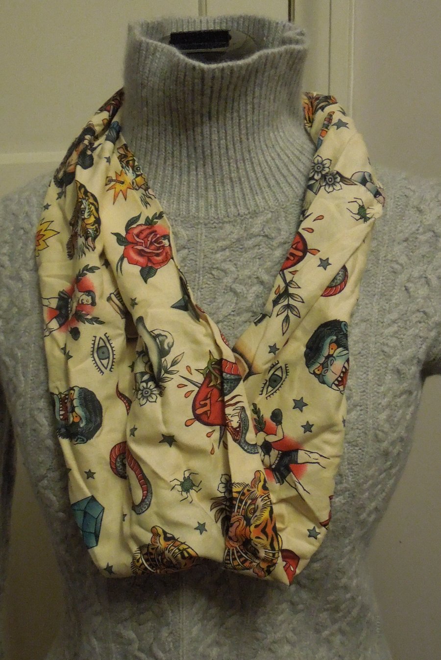 'Flash' Tattoo print Twist Scarf