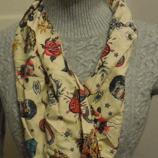 'Flash' Tattoo print Twist Scarf