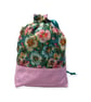 two at a time knitting bag with floral  print, drawstring divided pouch,  - Image 2