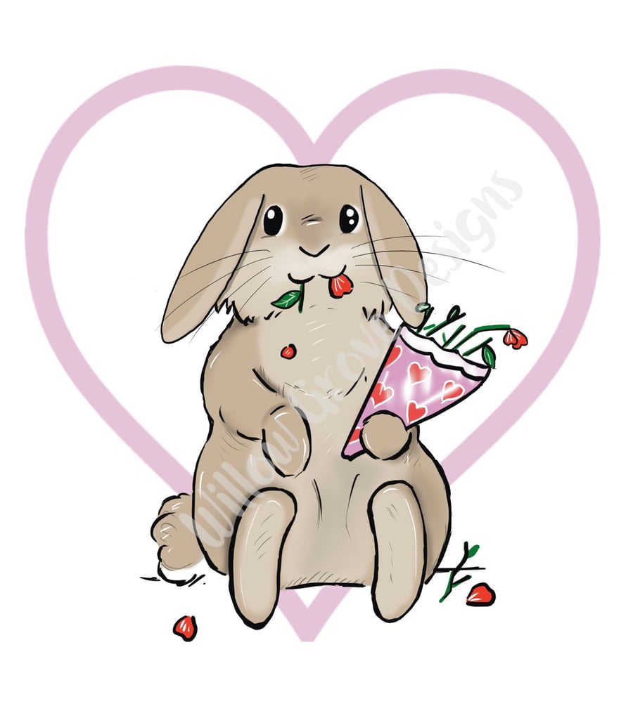 Hungry lop bunny Valentine’s Day card