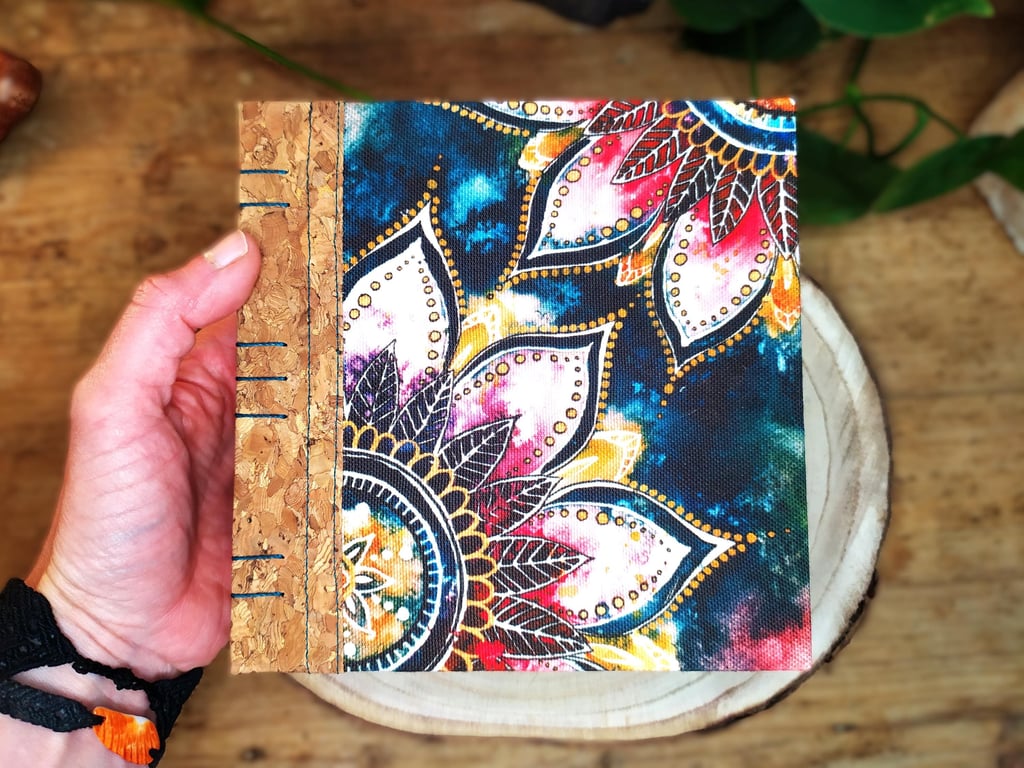 Handbound Watercolour Sketchbook, Mandala Flower, Cotton Rag Paper, Artist Gift