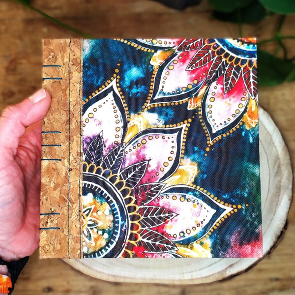 Handbound Watercolour Sketchbook, Mandala Flower, Cotton Rag Paper, Artist Gift