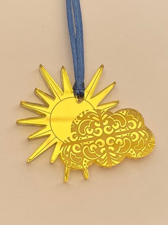 Yellow mirrored acrylic weather decoration