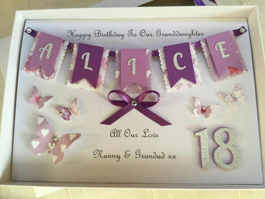 Personalised Handmade Birthday Card Boxed Daughter Granddaughter 18 21 30 40 50