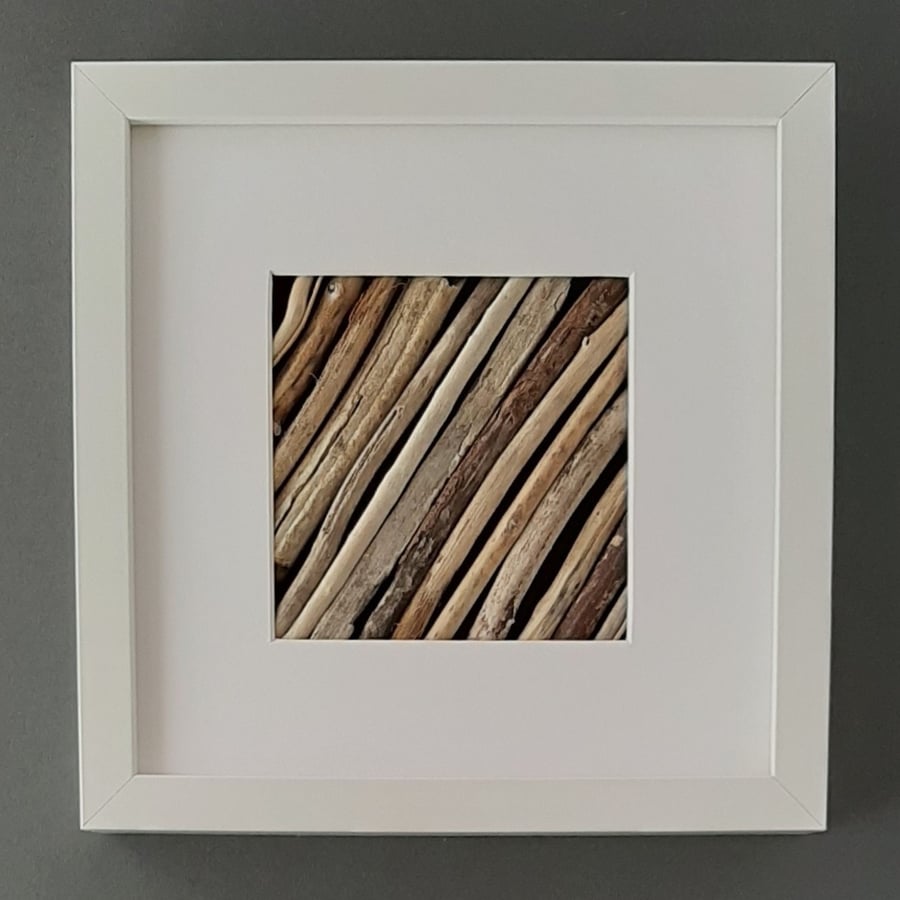 Driftwood Picture in deep white box frame