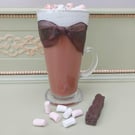 Hot Chocolate topped with Marshmallows in a Latte Glass Fake Food Prop