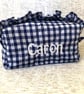 Personalised Embroidered Gingham Makeup Cosmetic Bag with Frilly Edge - Image 2