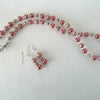 SALE pink bead necklace and earring set