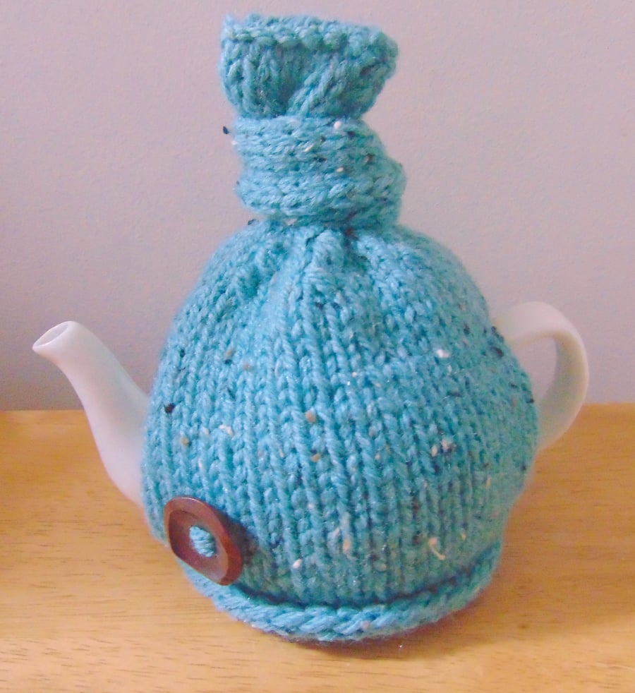  Top Knot Hand Knitted Small Tea Cosy