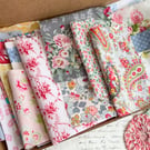 Vintage Floral Cotton Fabric Bundle, 20 Old Fabric Scraps
