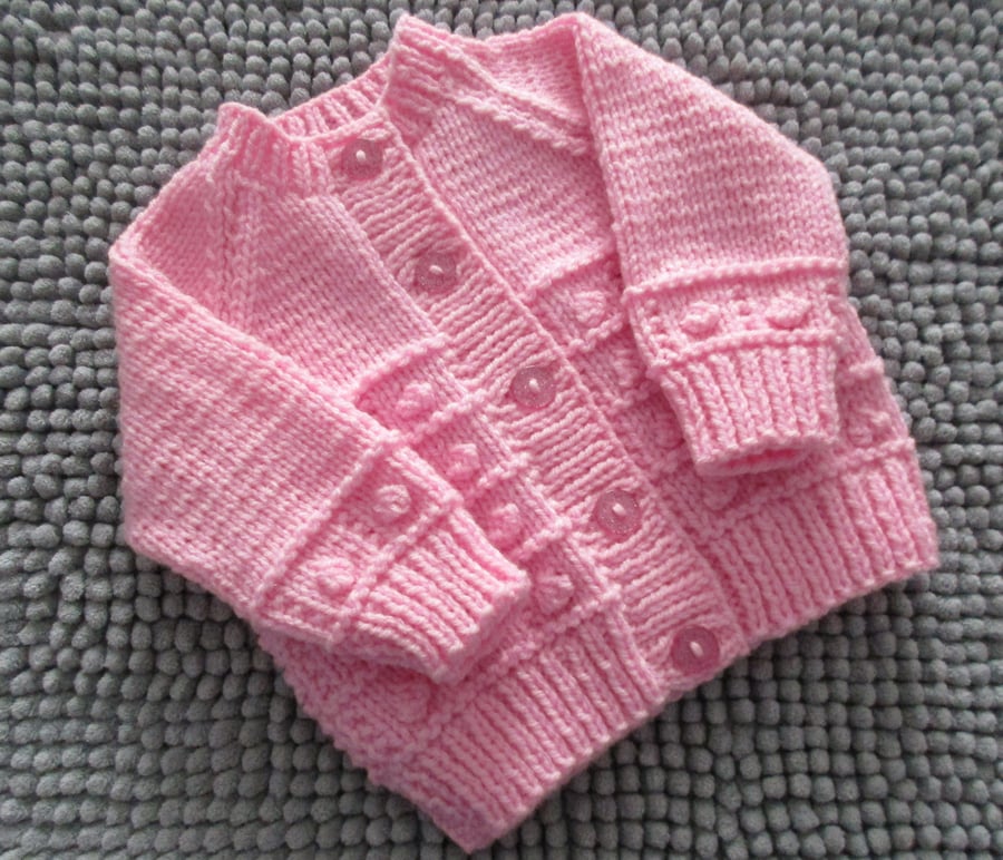 16" Baby Girls Bobble Patterned Cardigan
