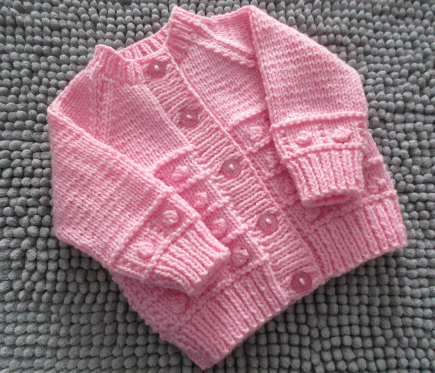 16" Baby Girls Bobble Patterned Cardigan