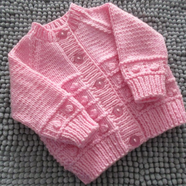16" Baby Girls Bobble Patterned Cardigan