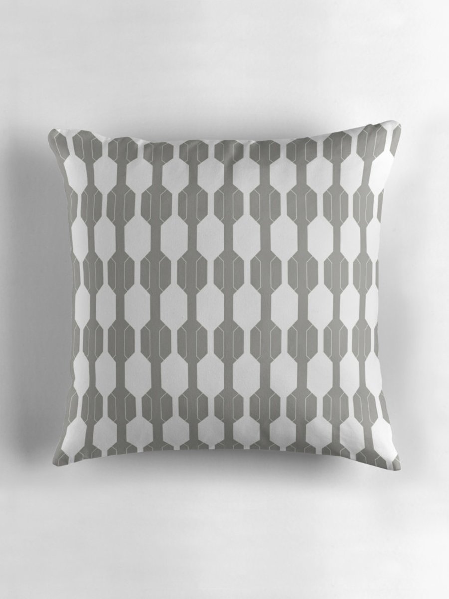 Grey and White Lines Cushion Cover 16 inch