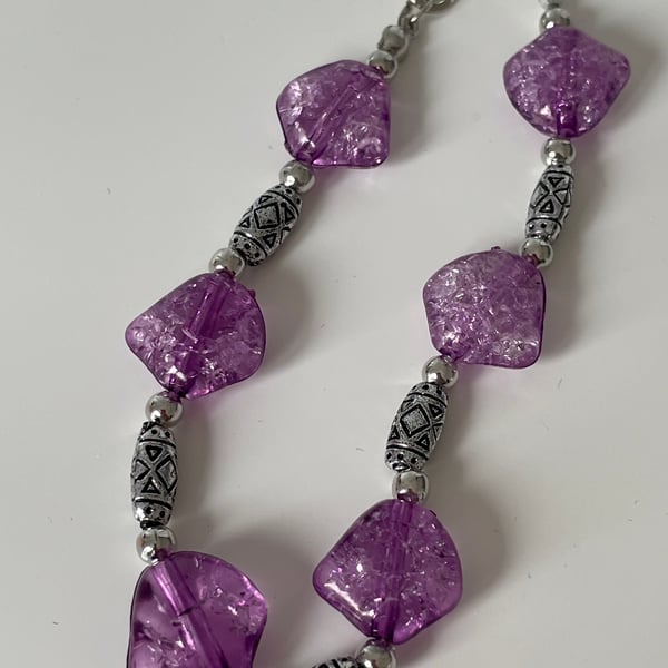 Handmade Purple and Silver Bracelet