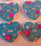 Set of Eight Heart Buttons – Turquoise and Dot design - Image 4