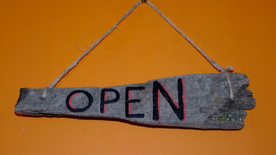 OPEN & CLOSED SHOP DOOR SIGN HANDCRAFTED ON CORNISH DRIFTWOOD 