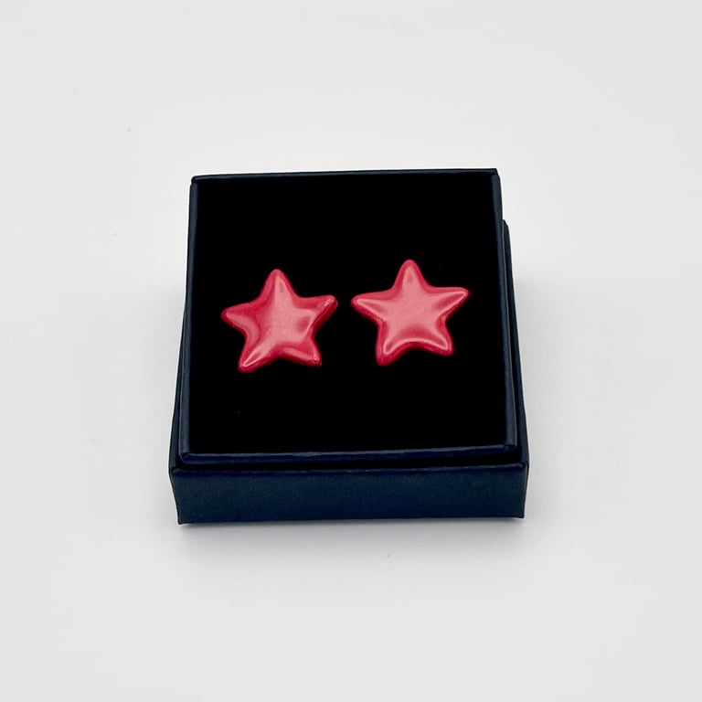 NEW! Studding red star porcelain stud earrings
