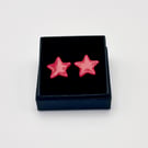 NEW! Studding red star porcelain stud earrings