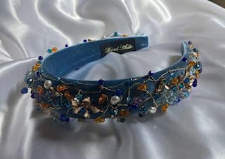 Alyssa - Blue Jewelled Headband - Freshwater Pearl Amethyst & Crystal Band