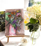 Original Wildflower Bouquet in a Pink Vase, A5 Watercolour painting with Mount - Image 1
