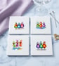 Quirky Watercolor Bird Ceramic Coasters (Set of 4)