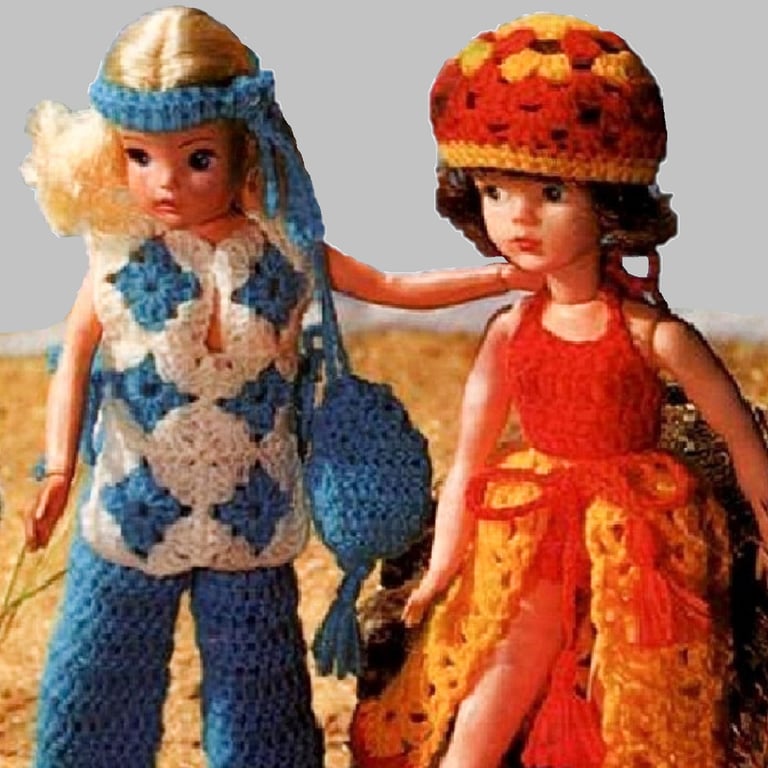 VINTAGE CROCHET PATTERN PDF At the Beach Dolls Clothes