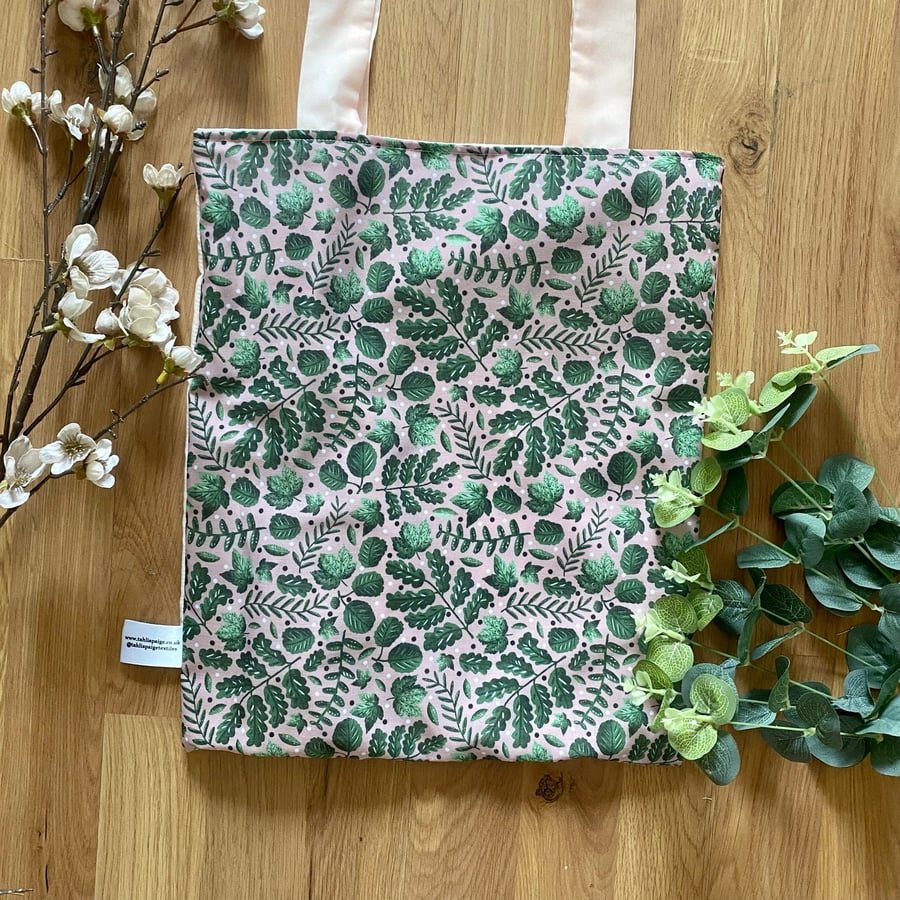 Green Foliage Tote Bag Reusable Shopping Bag, gift for shopper, cotton