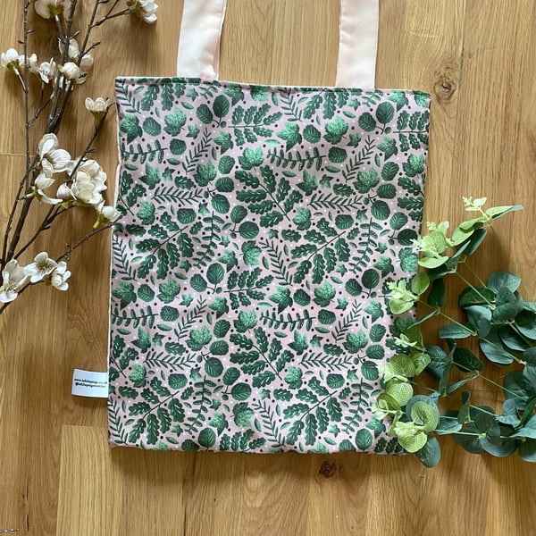 Green Foliage Tote Bag Reusable Shopping Bag, gift for shopper, cotton