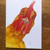 Free UK postage - A5 blank card of Crooklets Chook - 
