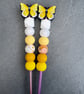 Butterfly silicone beaded crochet hook yellow 