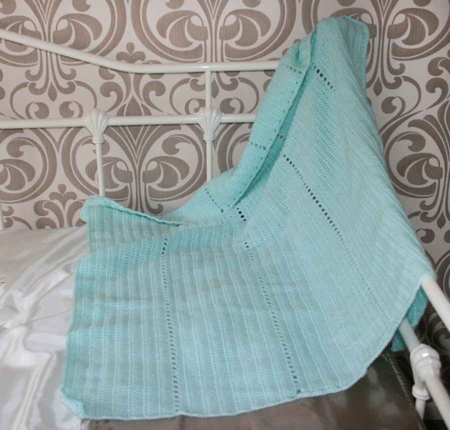 Sale - Blue Crochet Baby Blanket
