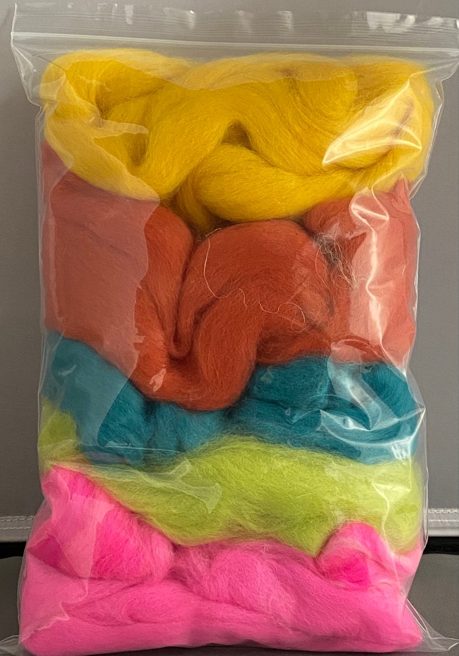 100g Wool Fibre Pack -brights
